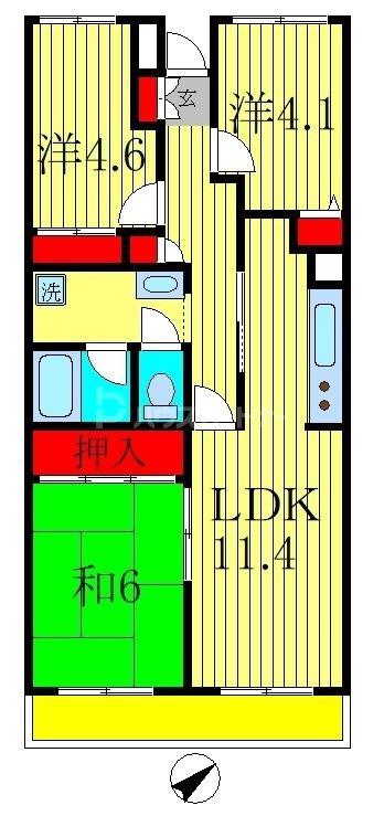 クレール新松戸(3LDK/2階)の間取り写真