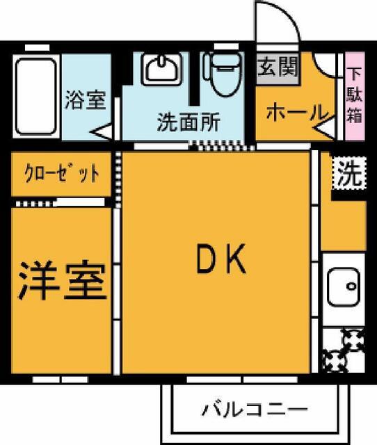 ラピスラズリA(1DK/2階)の間取り写真