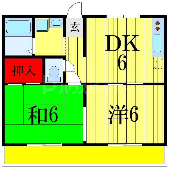 パンプキン長作(2DK/1階)の間取り写真