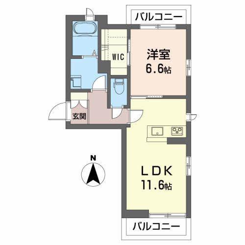 パレス白鳥(1LDK/2階)の間取り写真