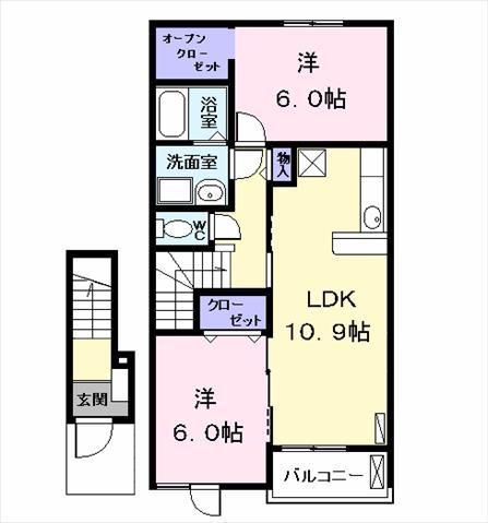 グレイス B(2LDK/2階)の間取り写真
