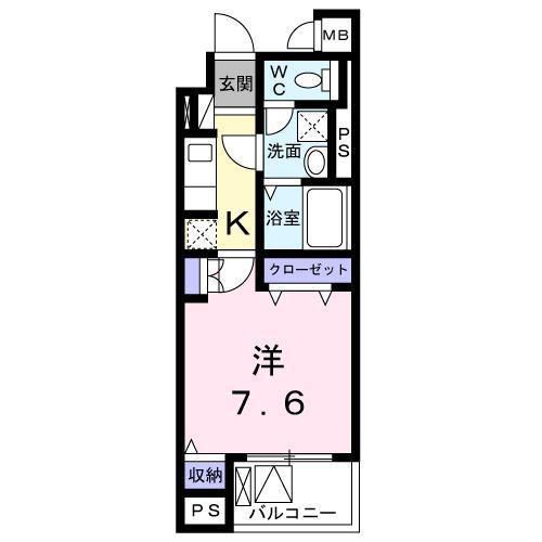 K・SガーデンⅢ(1K/3階)の間取り写真