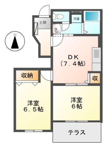 メゾン アンジュ A・B・C棟(2DK/1階)の間取り写真