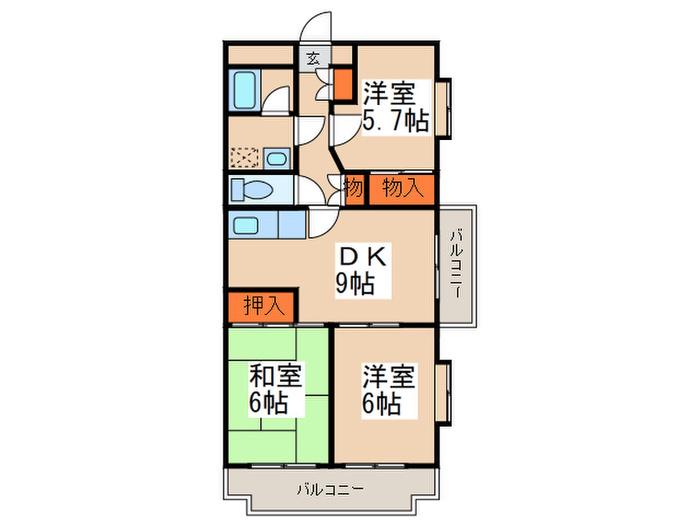第二スズキコーポラス(3DK/3階)の間取り写真