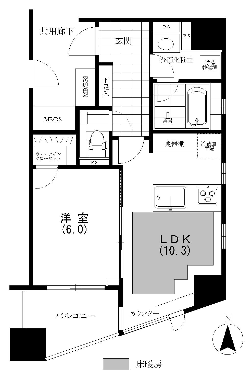 パークハウス本郷三丁目アーバンス(1LDK/9階)の間取り写真