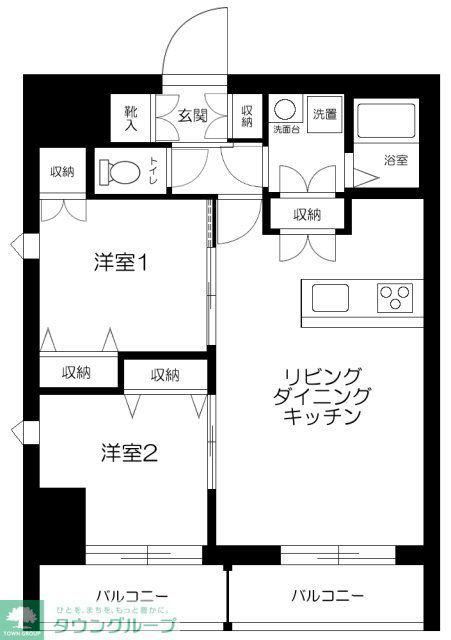 ROXIS日暮里(2LDK/9階)の間取り写真