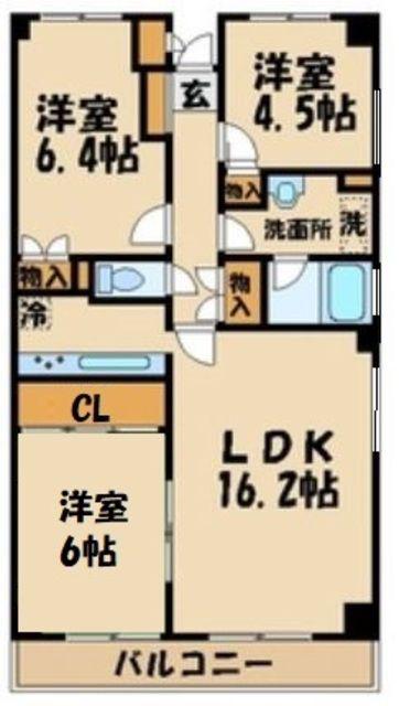 つつじヶ丘エクセルハイツⅠ(3LDK/3階)の間取り写真