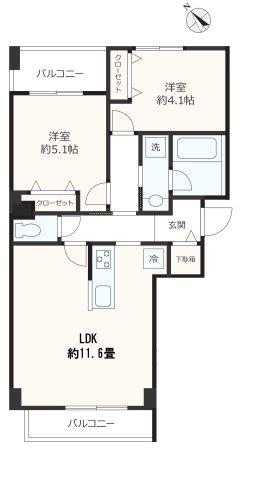 BRILLER RESIDENCE文京(2LDK/2階)の間取り写真