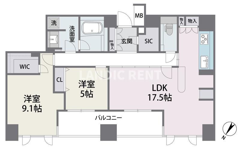 アビターレエクセラ(2LDK/9階)の間取り写真