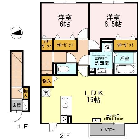 ノーヴァ(2LDK/2階)の間取り写真