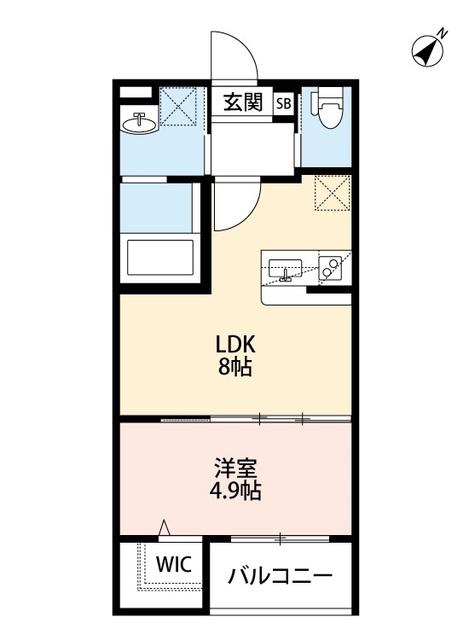 ボヌール御蔵通(1LDK/3階)の間取り写真