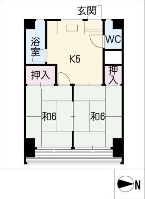 川瀬ビル(2K/2階)の間取り写真