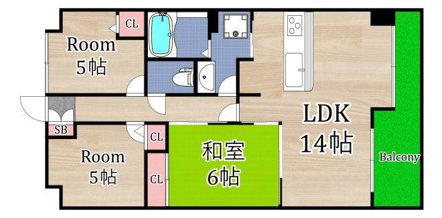 ヒューマンズ京橋壱番館(3LDK/4階)の間取り写真