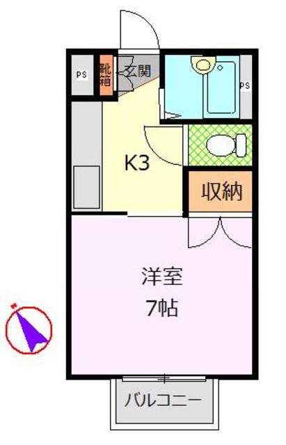 グリーンハイツ(1K/1階)の間取り写真