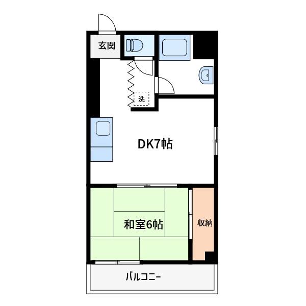 マンション二葉(1DK/4階)の間取り写真