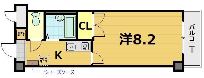 クレスト草津(1K/2階)の間取り写真