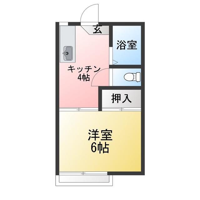 常楽ハイツ1号棟(1K/2階)の間取り写真