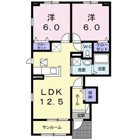 サンライズ C(2LDK/1階)の間取り写真