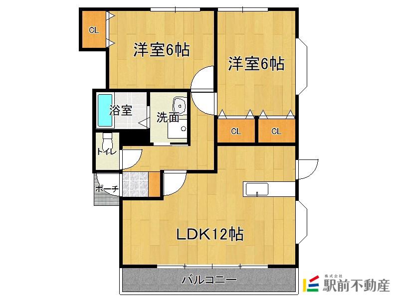 ビラージュ藤ノ木 B棟(2LDK/2階)の間取り写真