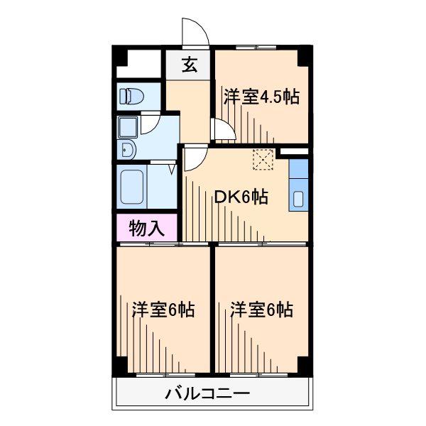 マンション新明日吉(3DK/3階)の間取り写真