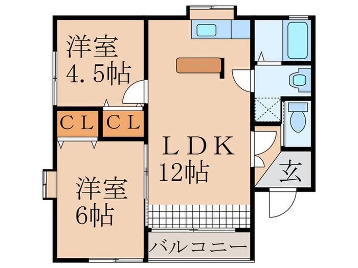 プランドールK(2LDK/1階)の間取り写真