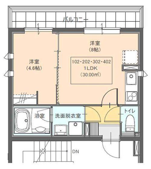 Y-CONDO(1LDK/2階)の間取り写真