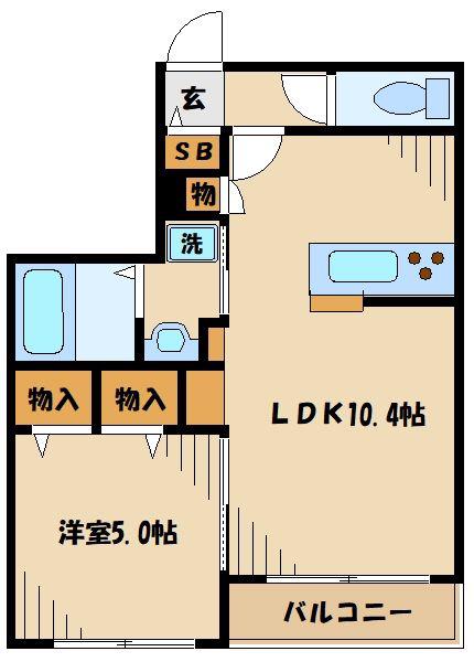 PARK FRONT(1LDK/2階)の間取り写真