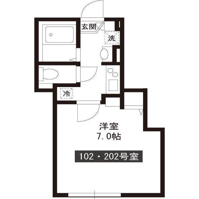 パークアレイ笹塚(1K/2階)の間取り写真