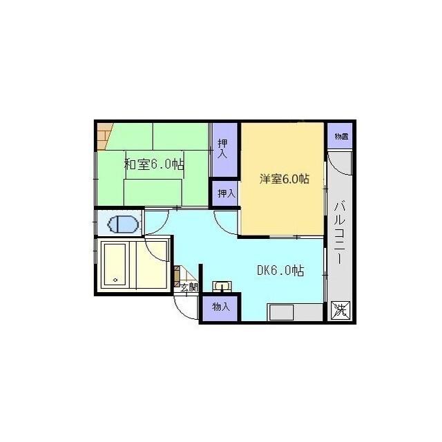山下ハウス(2DK/2階)の間取り写真