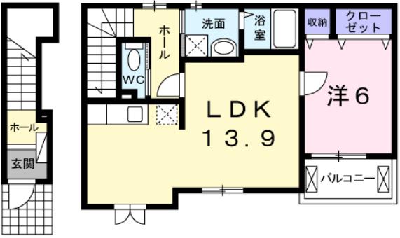 サニースクエアⅠ(1LDK/2階)の間取り写真