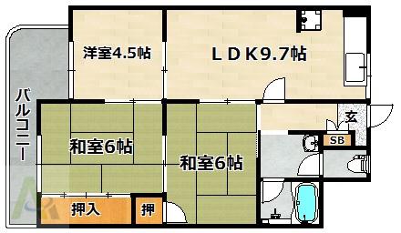 ブリックシャトー兵庫(3LDK/3階)の間取り写真