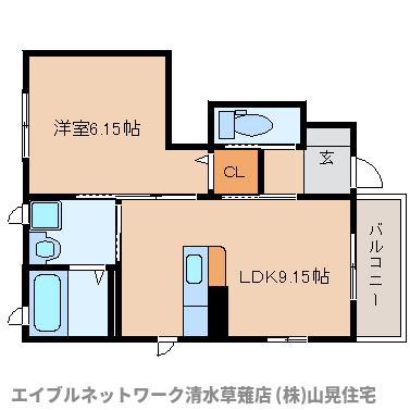 クラヴィエ中之郷(1LDK/1階)の間取り写真