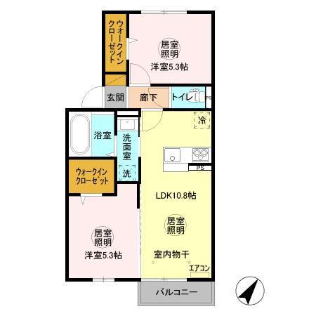 三の丸キャッスル B(2LDK/2階)の間取り写真
