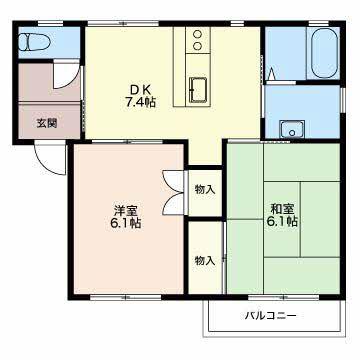 ハイツニューパリヤIIA(2DK/2階)の間取り写真