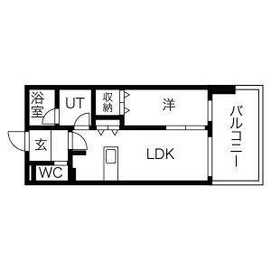 YAKUIN SQUARE(1LDK/9階)の間取り写真