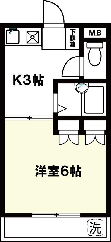 KDS南行徳(1K/2階)の間取り写真