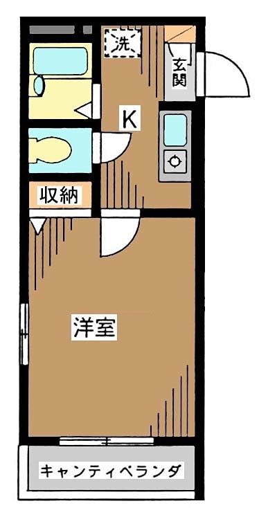 KSハイム(1K/2階)の間取り写真