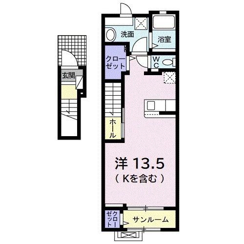 クラシオン小泉(ワンルーム/2階)の間取り写真