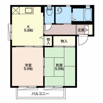 パストラルコート・S A(2K/2階)の間取り写真