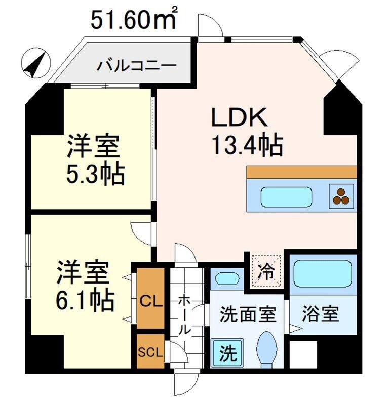 麻布TINO(2LDK/4階)の間取り写真