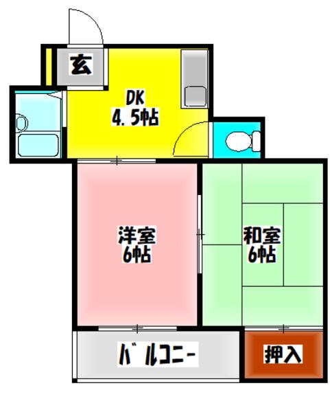 秀和第2ハイツ(2DK/4階)の間取り写真