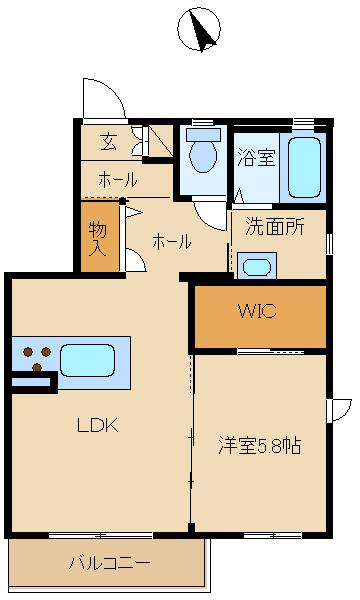 カーサ ファルコーネ(1LDK/1階)の間取り写真