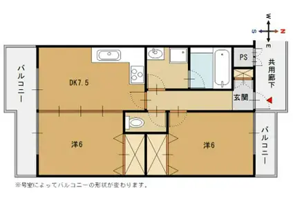 MAISON・DE AK(2DK/1階)の間取り写真