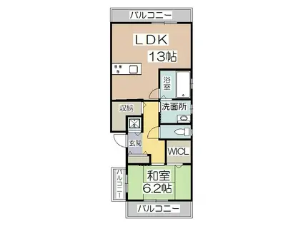 シャーメゾン天谷ハイツ(1LDK/2階)の間取り写真