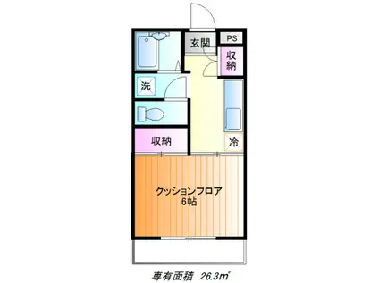 ポンピエール桜ヶ丘A(1K/3階)の間取り写真