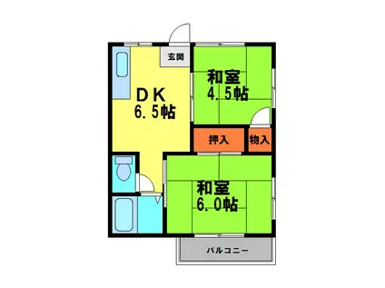 グリーンハイツ山本(2DK/2階)の間取り写真
