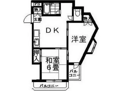 ジュネパレス平塚第03(2DK/3階)の間取り写真