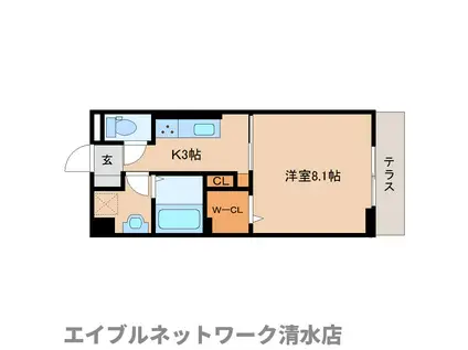 グラードII(1K/1階)の間取り写真