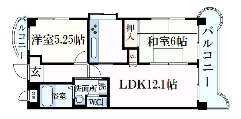 ロイヤルコーポ姫路北条(2LDK/2階)の間取り写真