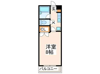 ロザリアムK(1K/2階)の間取り写真